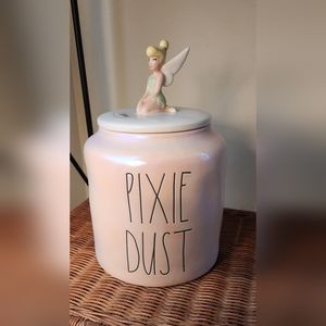 NWT Rae Dunn Pixie Dust Large Canister iridescent pink with #tinkerbell